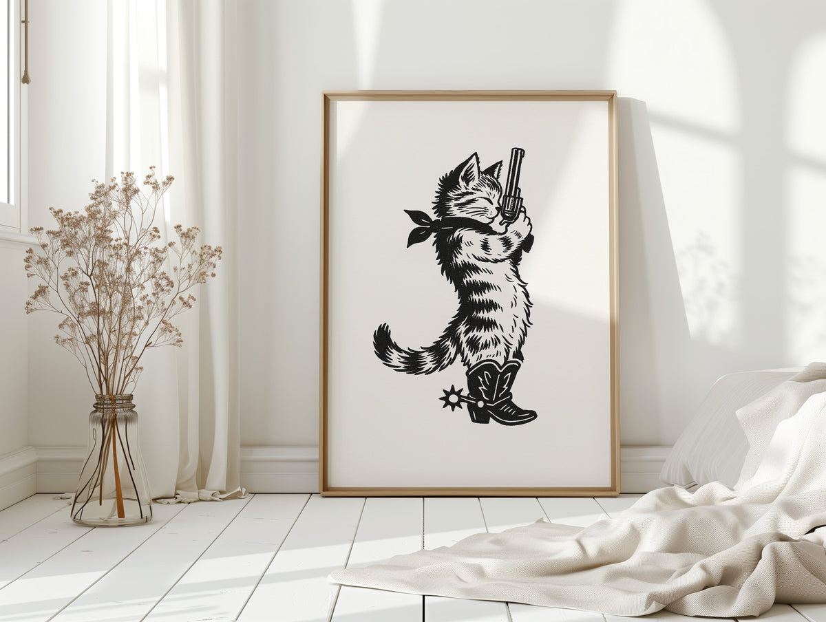 Purrpare for Trouble – Cowboy Cat Sheriff Print