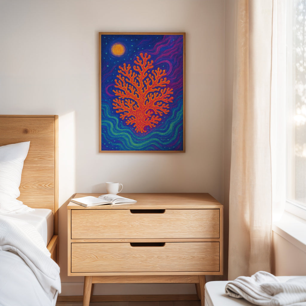 Cosmic Coral Under Moonlight