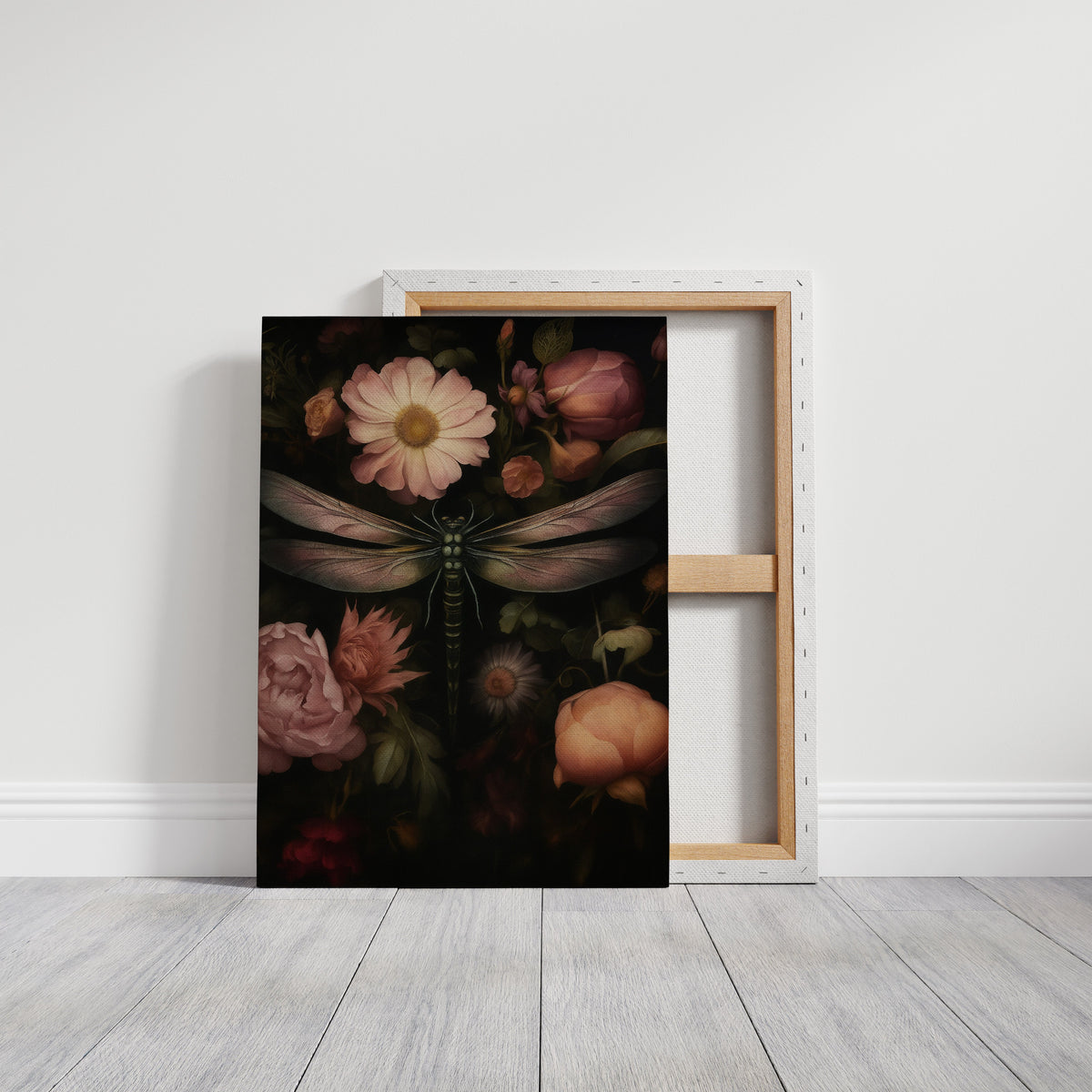 Dragonfly Among Midnight Blossoms