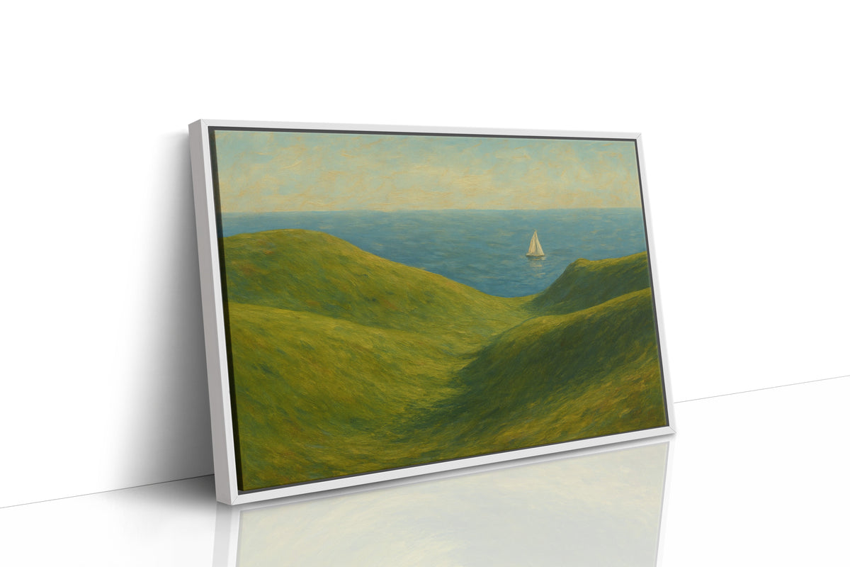 Sailboat Beyond the Green Hills