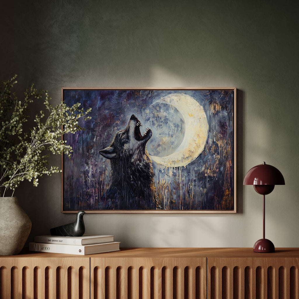 Lone Wolf Howl Under the Moon