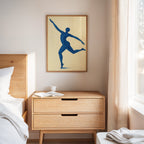 Leaping Figure in Indigo Grace