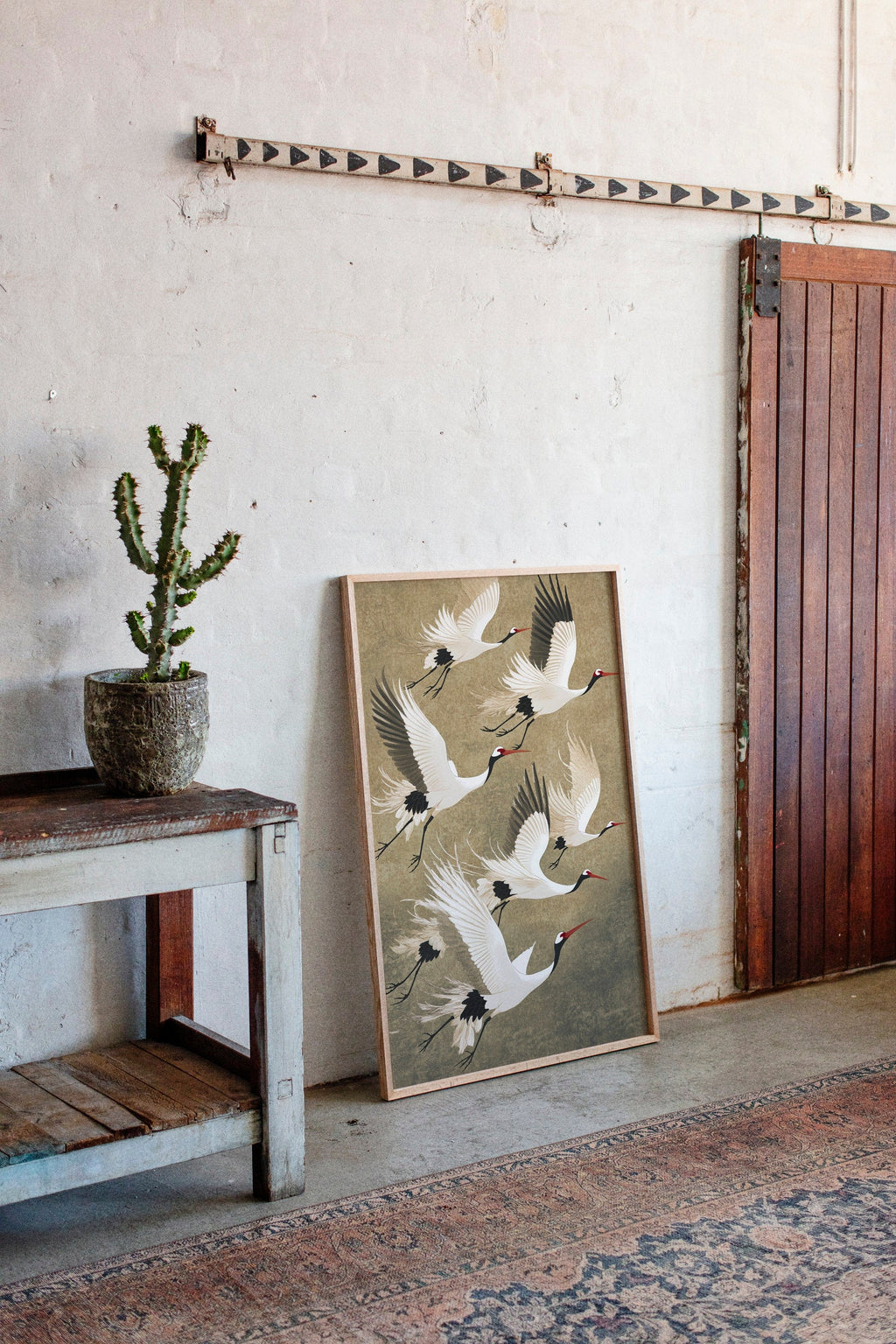 Elegant Japanese Crane Wall Art – Traditional Nature-Inspired Print