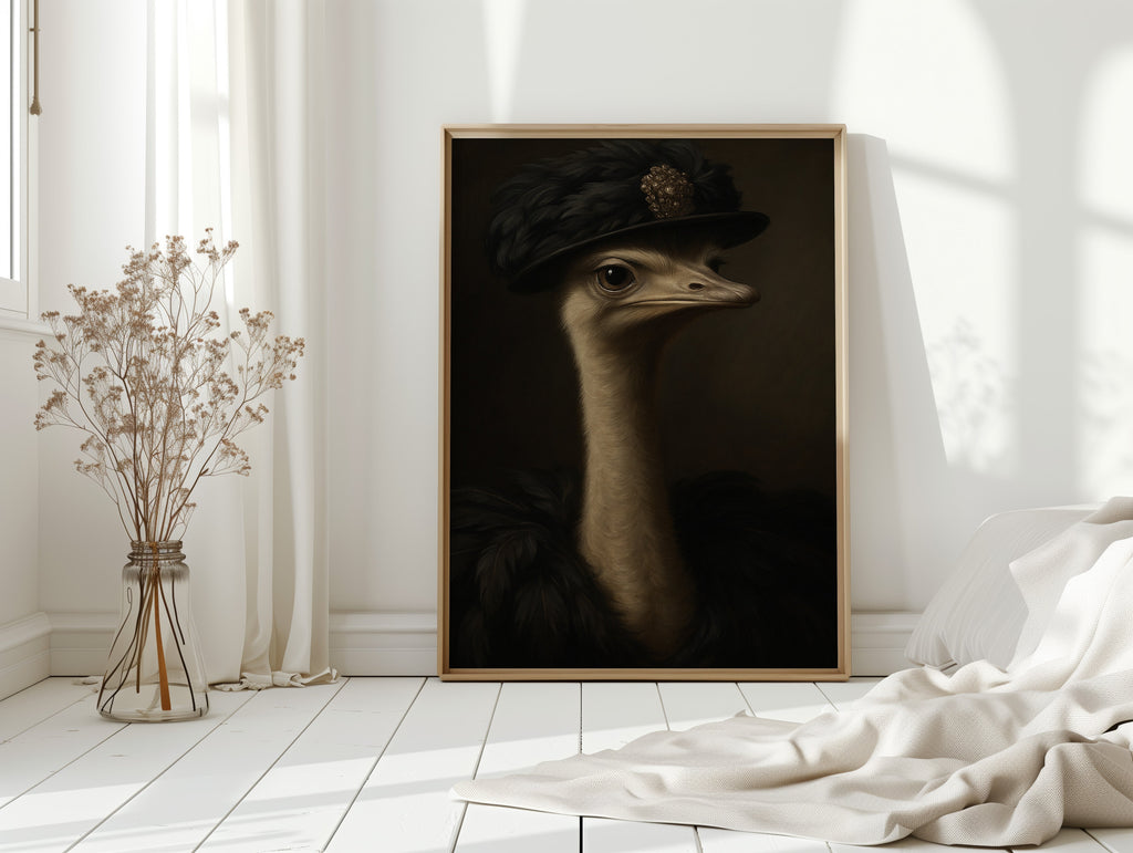 Ostrich in a Feathered Hat