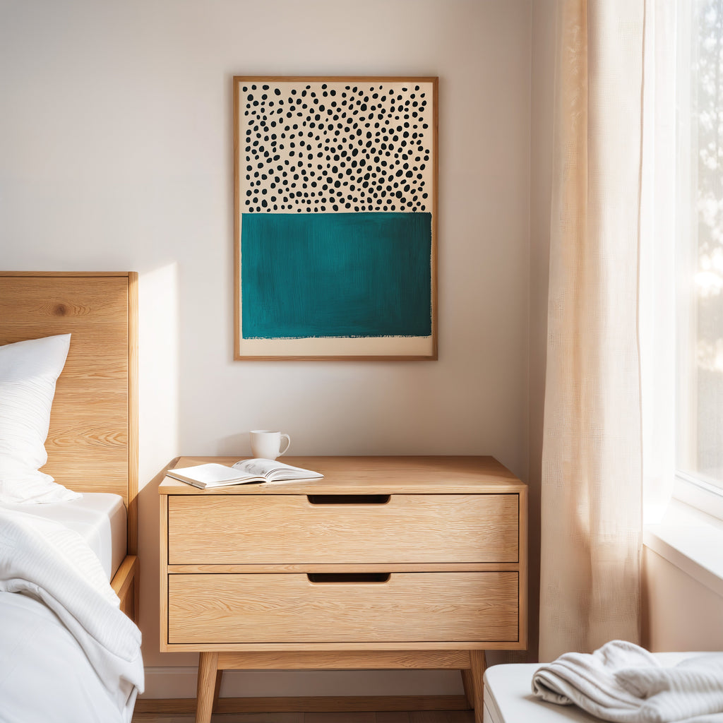 Teal Block and Ink Dots