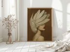 Winged Elegance in Ivory and Crimson