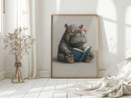 Baby Hippo Reading with Glasses