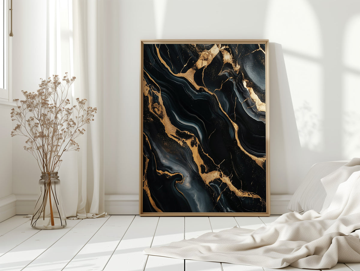 Black Marble Blaze with Liquid Gold