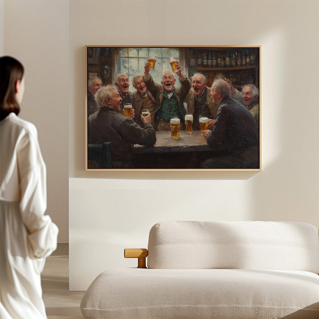 Timeless Camaraderie: Vintage Pub Celebration Canvas Wall Art
