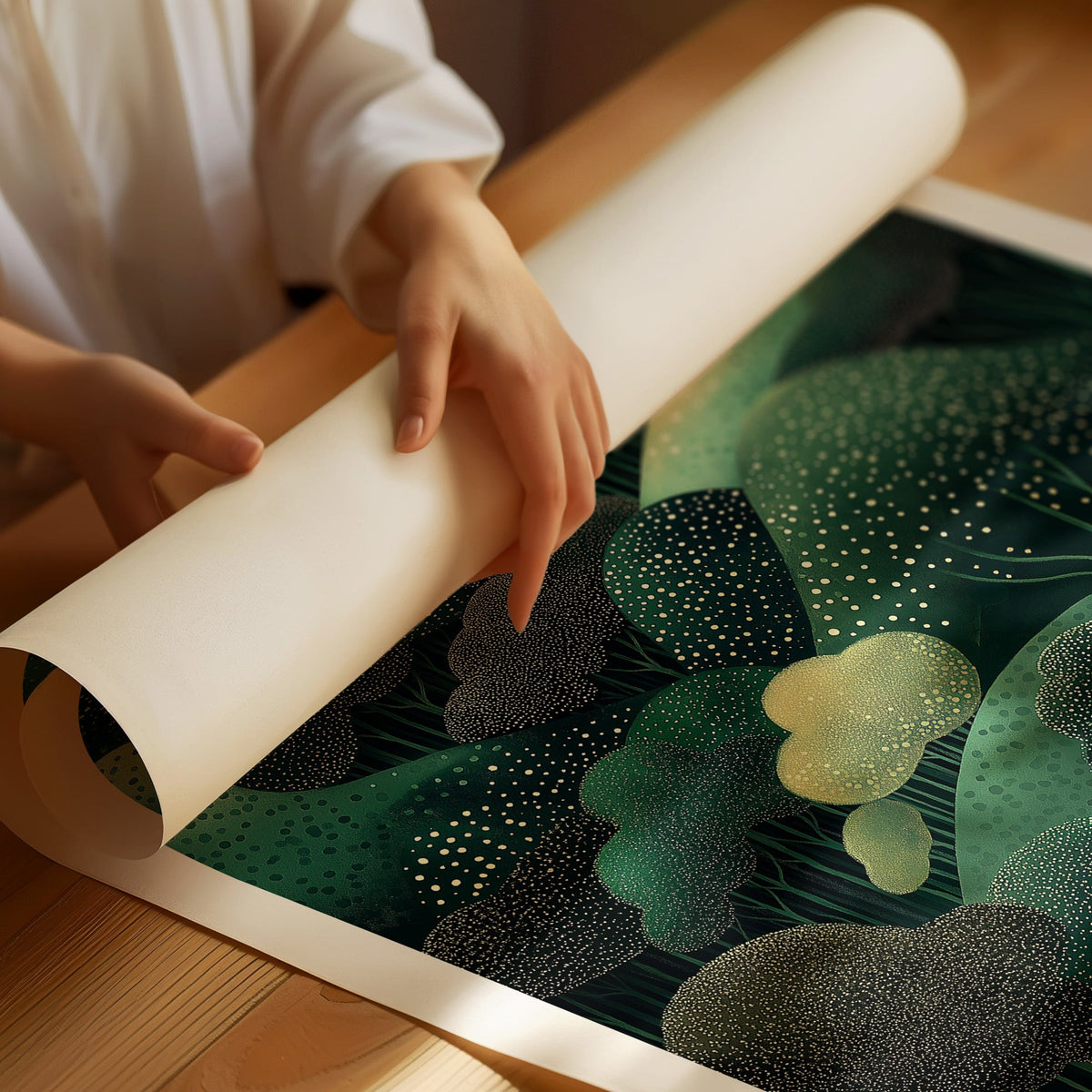 Abstract Green Dreamscape – Kusama-Inspired Forest
