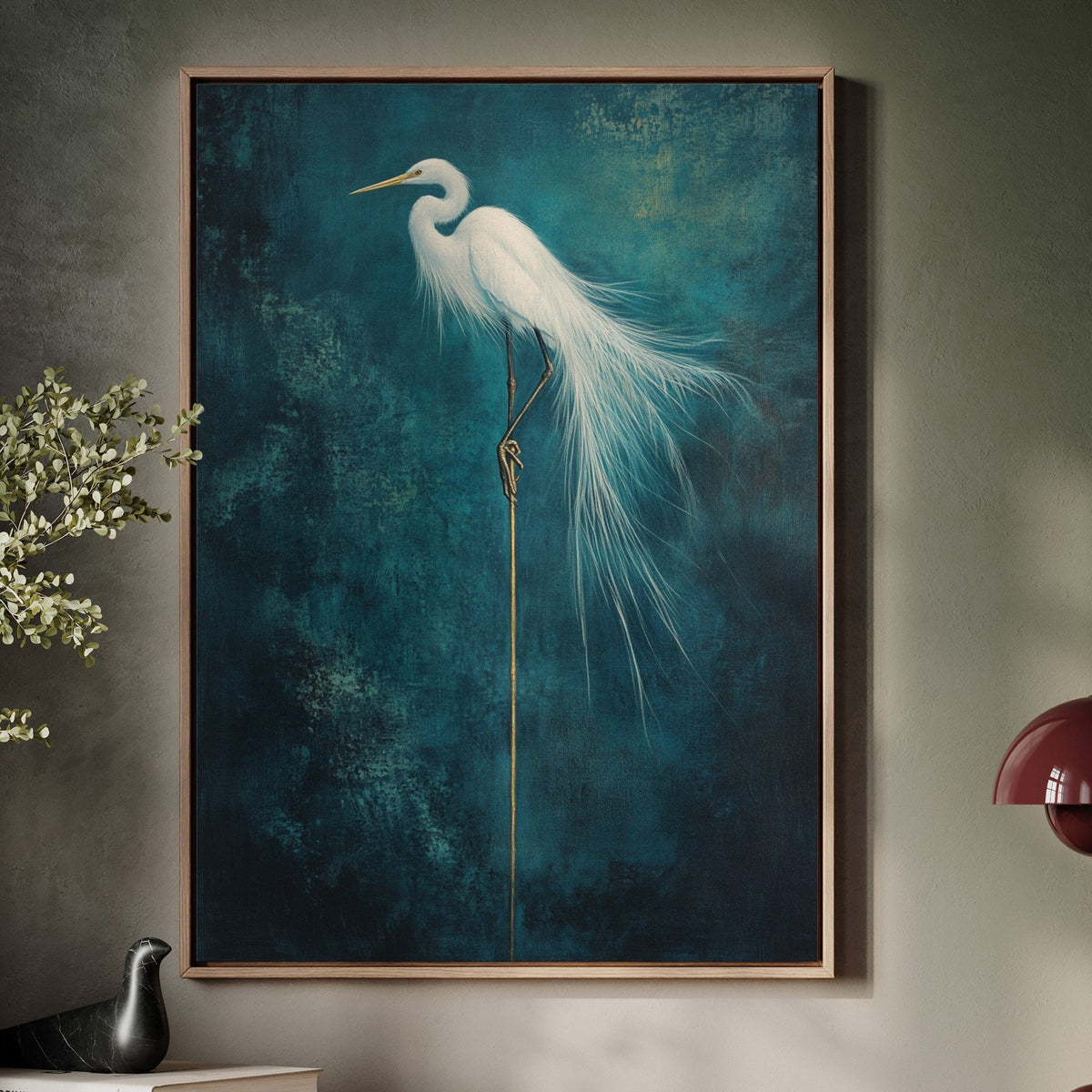 White Egret Wall Art – Elegant Minimalist Bird Print, Coastal Decor