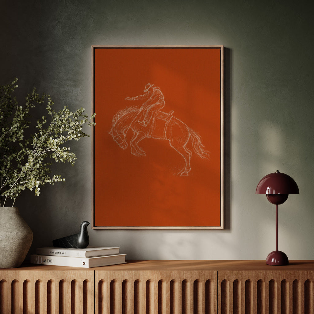 Minimalist Bronco Rider Sketch