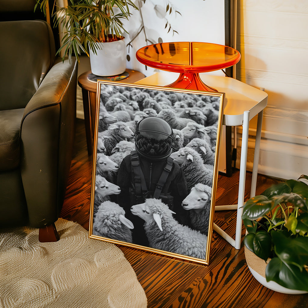 Astronaut Among the Sheep