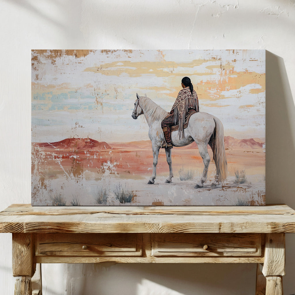 Desert Watcher on White Horse