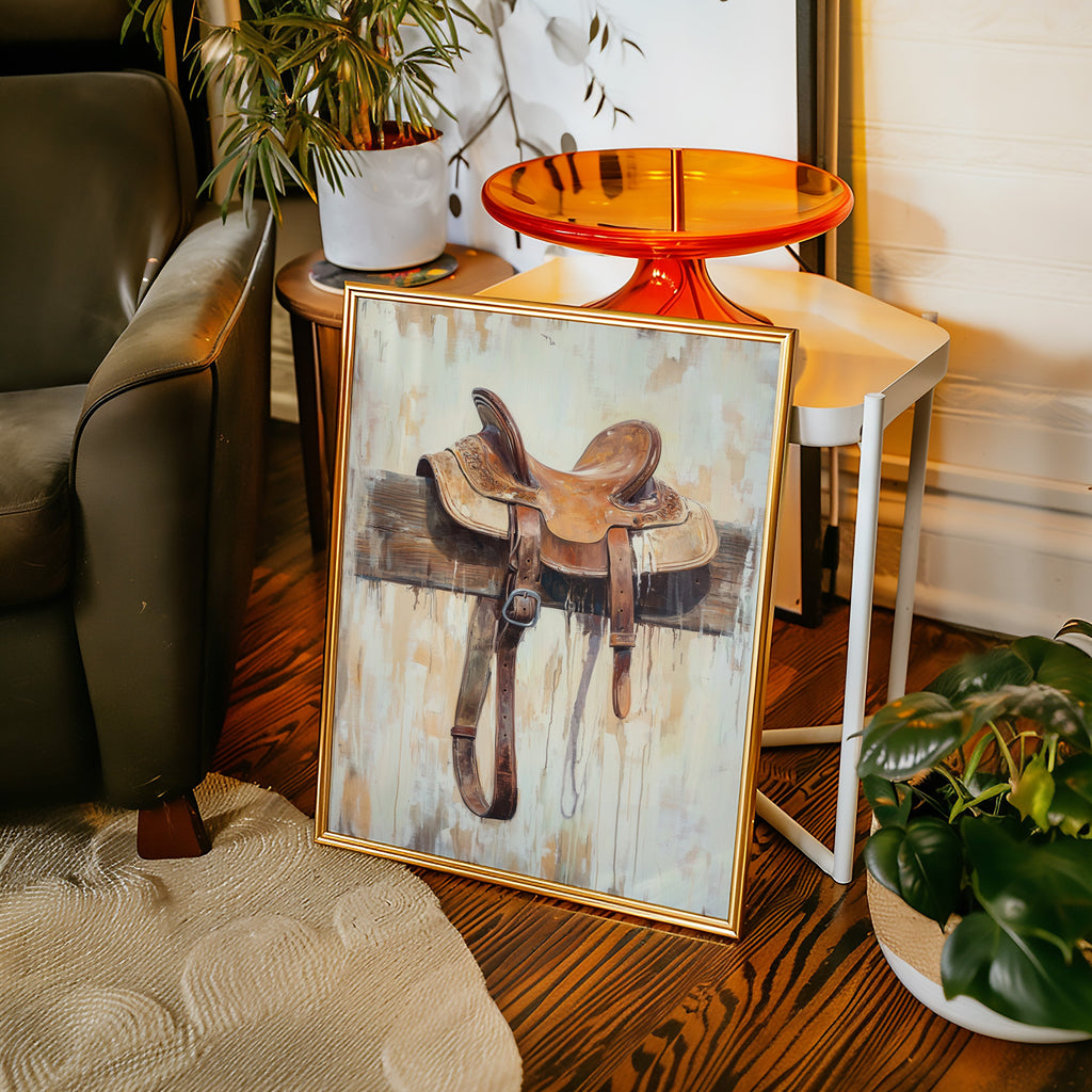 Weathered Rest: Western Saddle Still Life