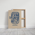 Retro Sardine Tin Wall Art – Blue & Beige Kitchen Decor