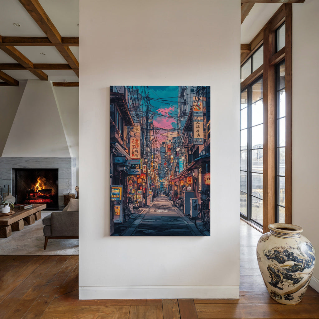 Vibrant Tokyo Street Art Print – Neon Cityscape Aesthetic