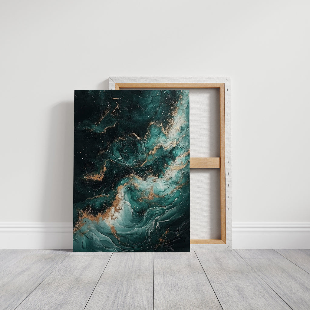 Celestial Drift in Emerald and Gold