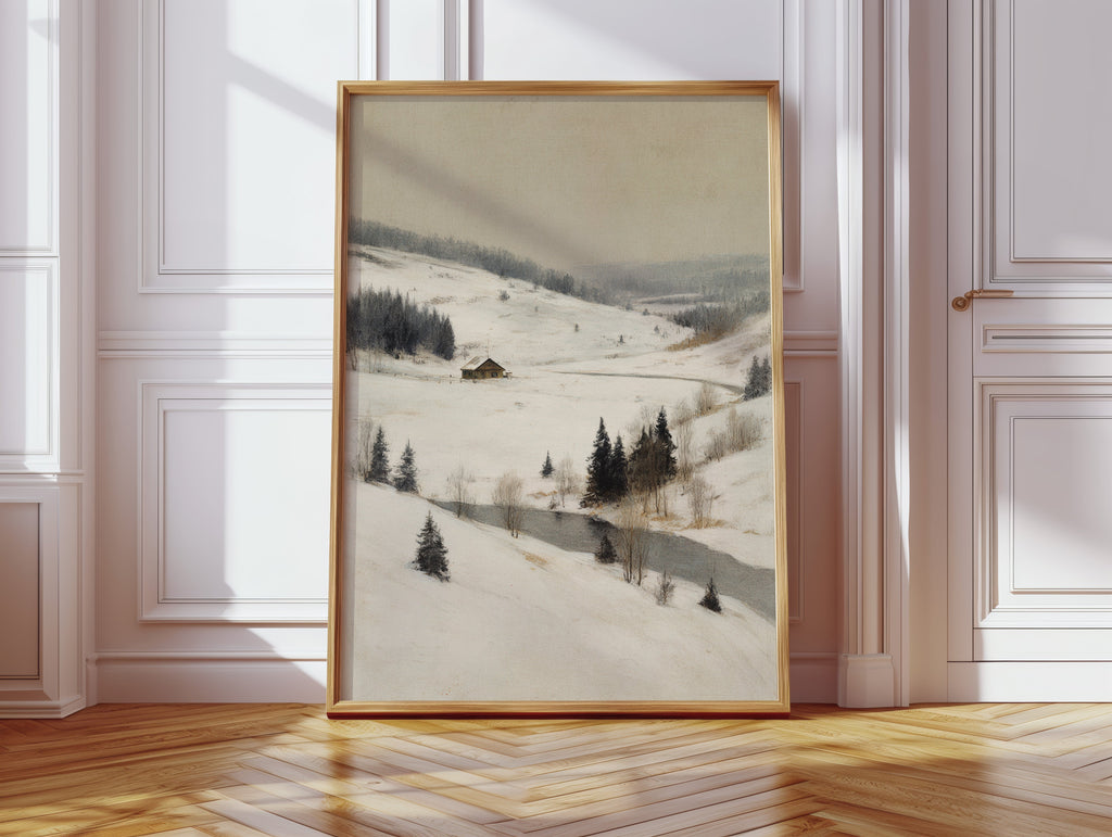 A Cabin Stands Amidst Winter's Embrace