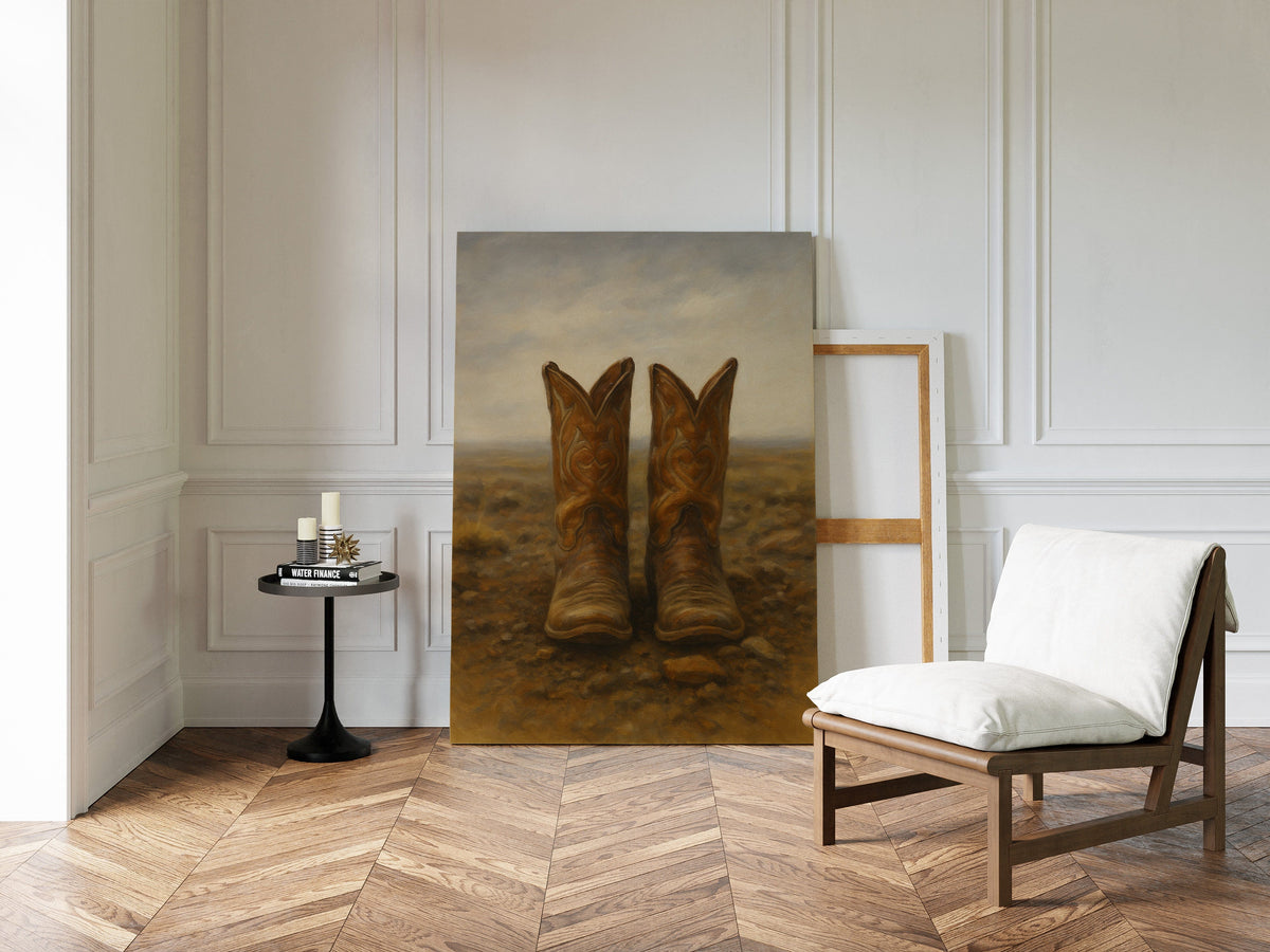 Western Boots Still Life – Cowboy Art Print