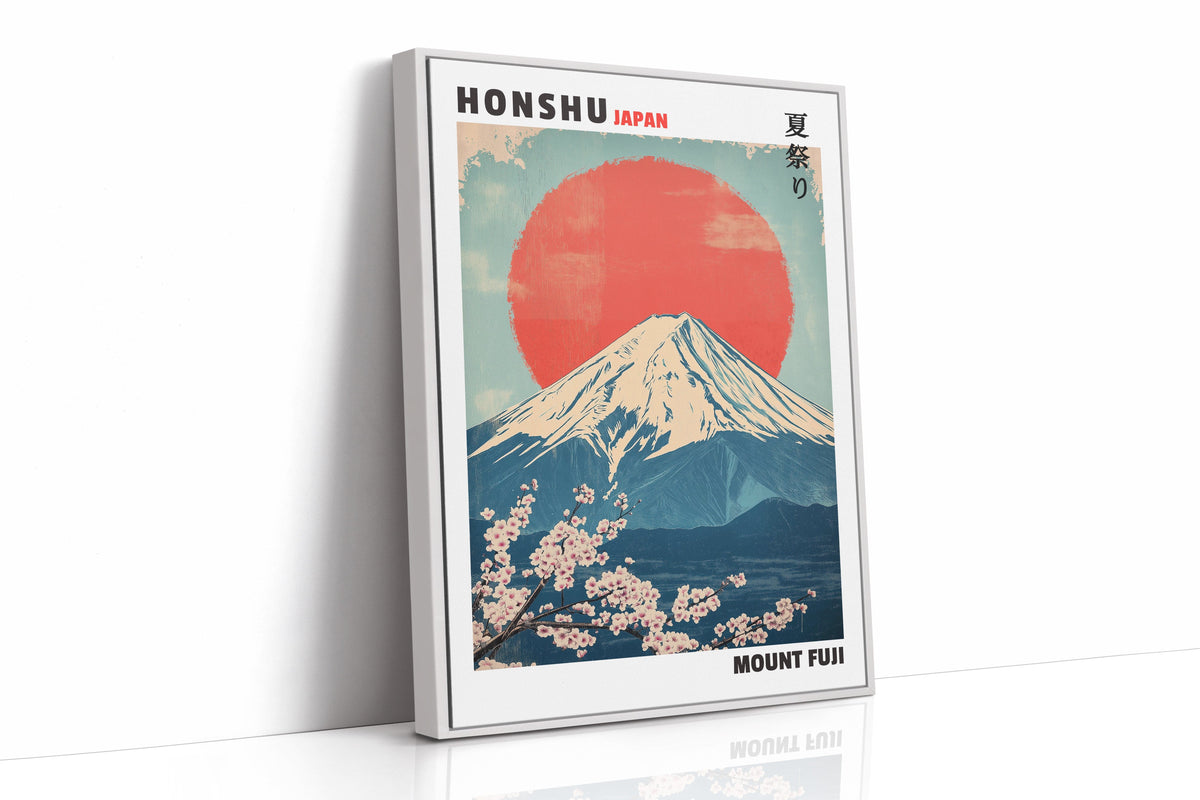 Vintage Mount Fuji – Rising Sun & Cherry Blossoms