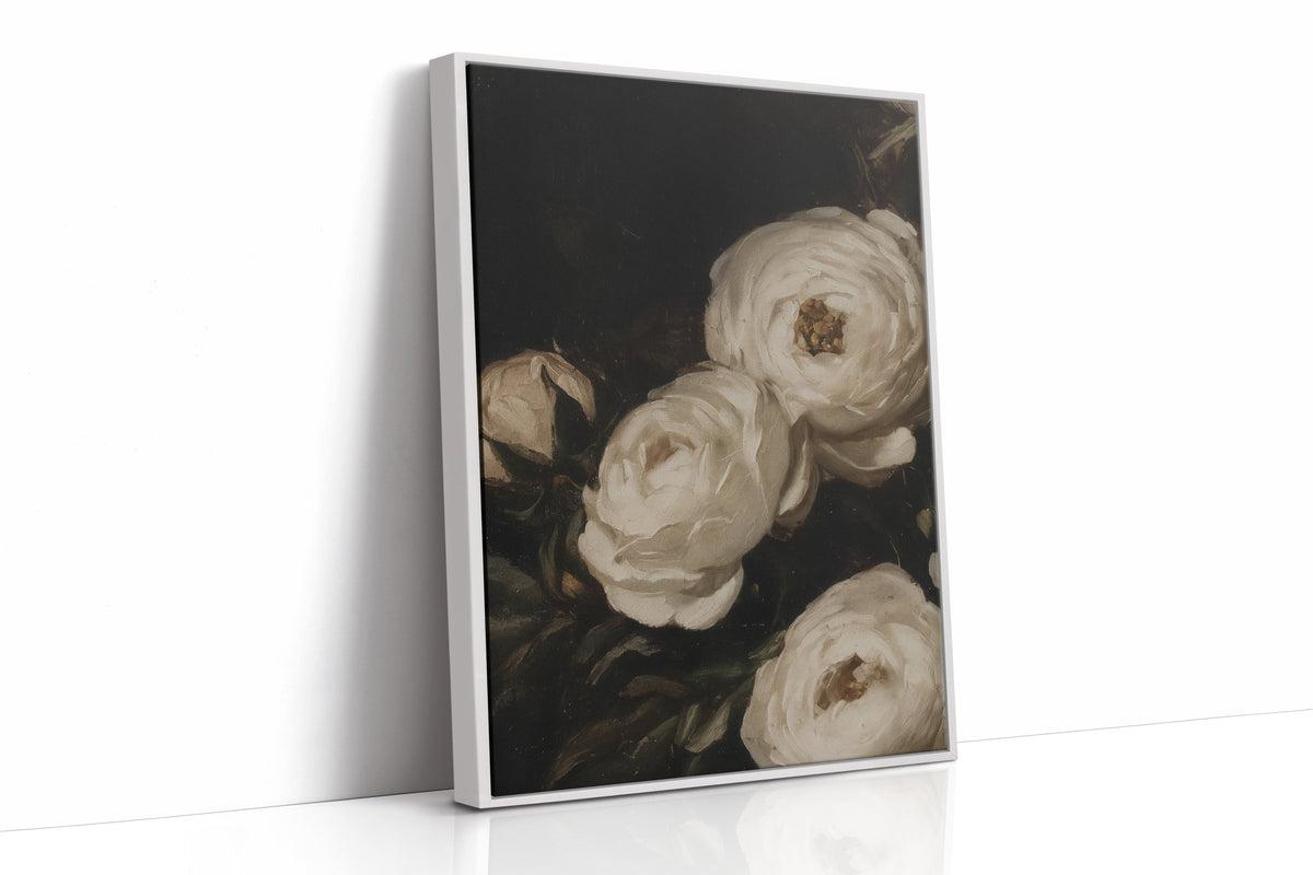 Ivory Roses in Baroque Shadow