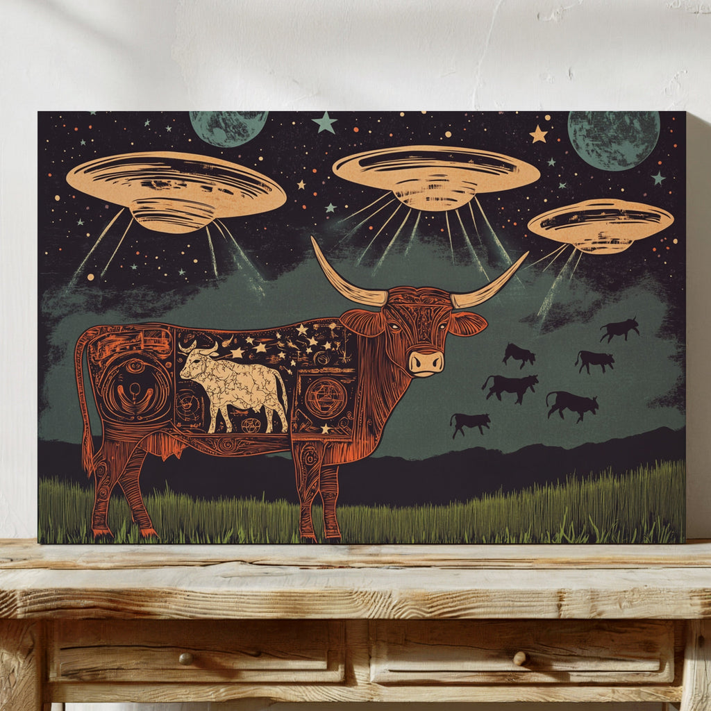 Alien Engraving on the Cosmic Cow