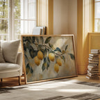 Mediterranean Lemon Branch: Elegant Botanical Canvas Wall Art