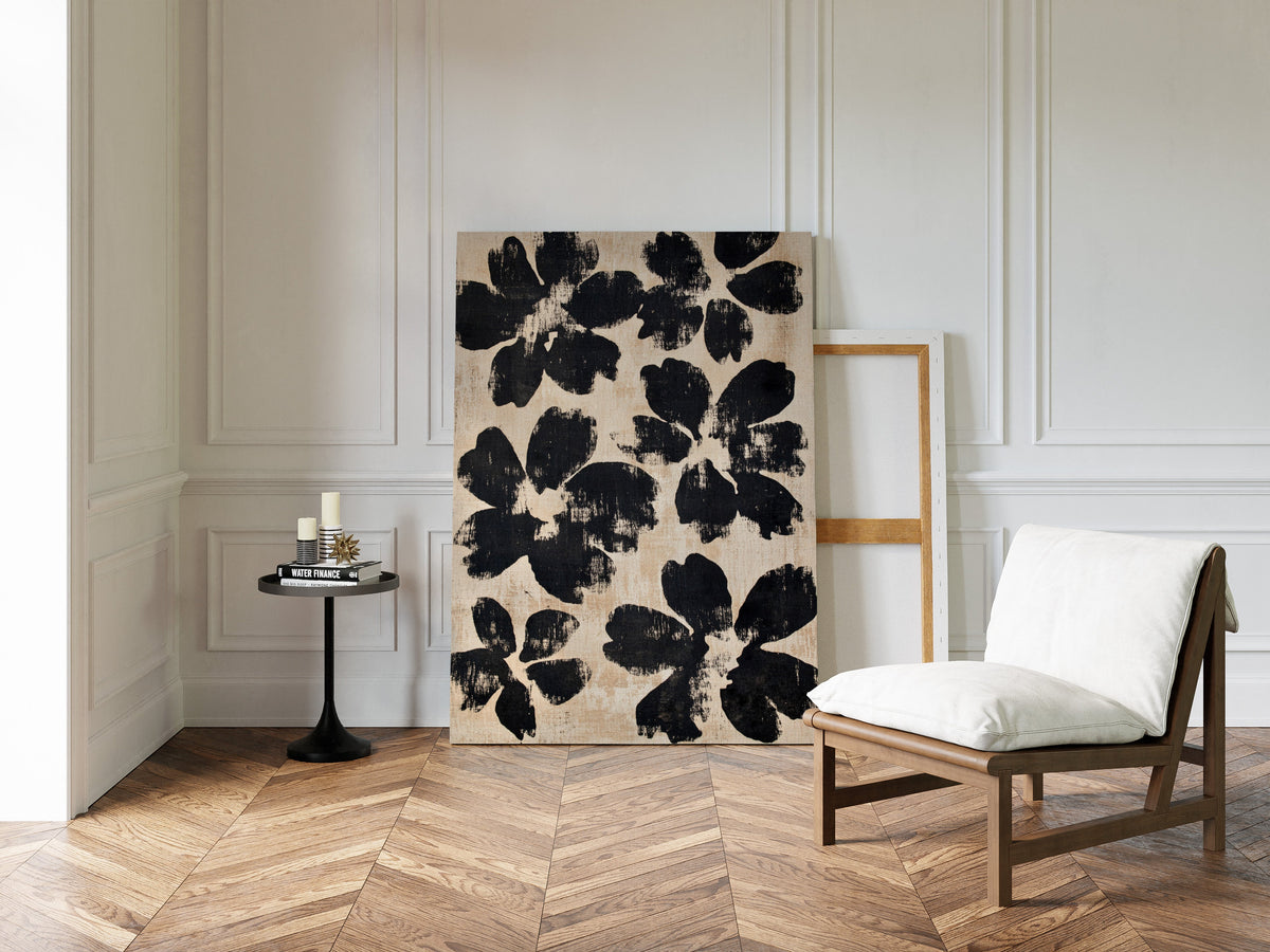 Japanese Ink Floral Print – Bold Brushstroke Blossom Wall Art