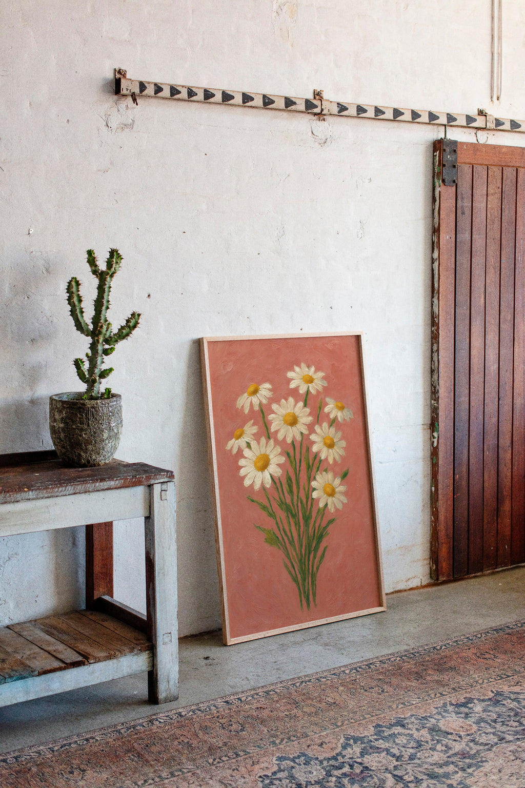 Wild Daisies on Blush Canvas