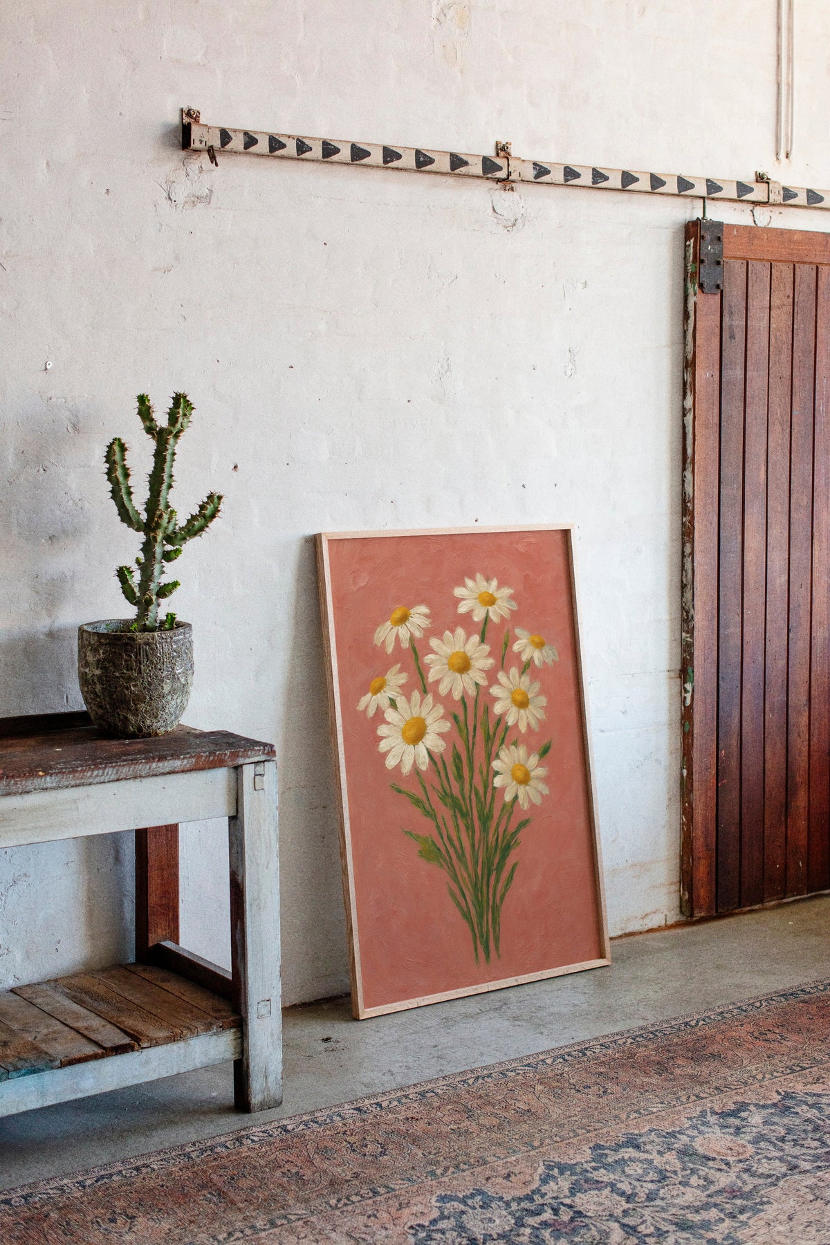 Wild Daisies on Blush Canvas