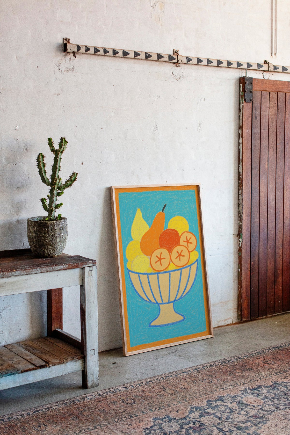 Sunny Fruit Bowl on Blue