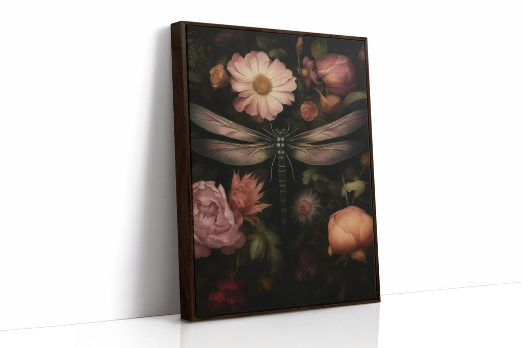 Dragonfly Among Midnight Blossoms