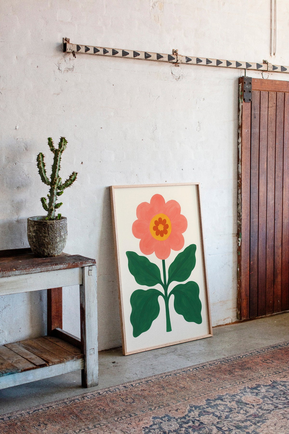 Sunny Bloom in Coral and Green