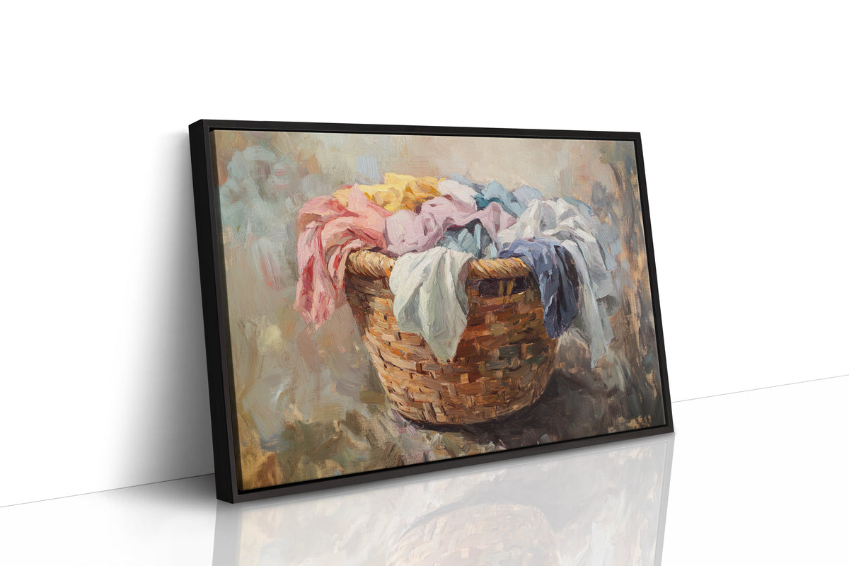 Rustic Simplicity: Vintage Laundry Basket Canvas Wall Art