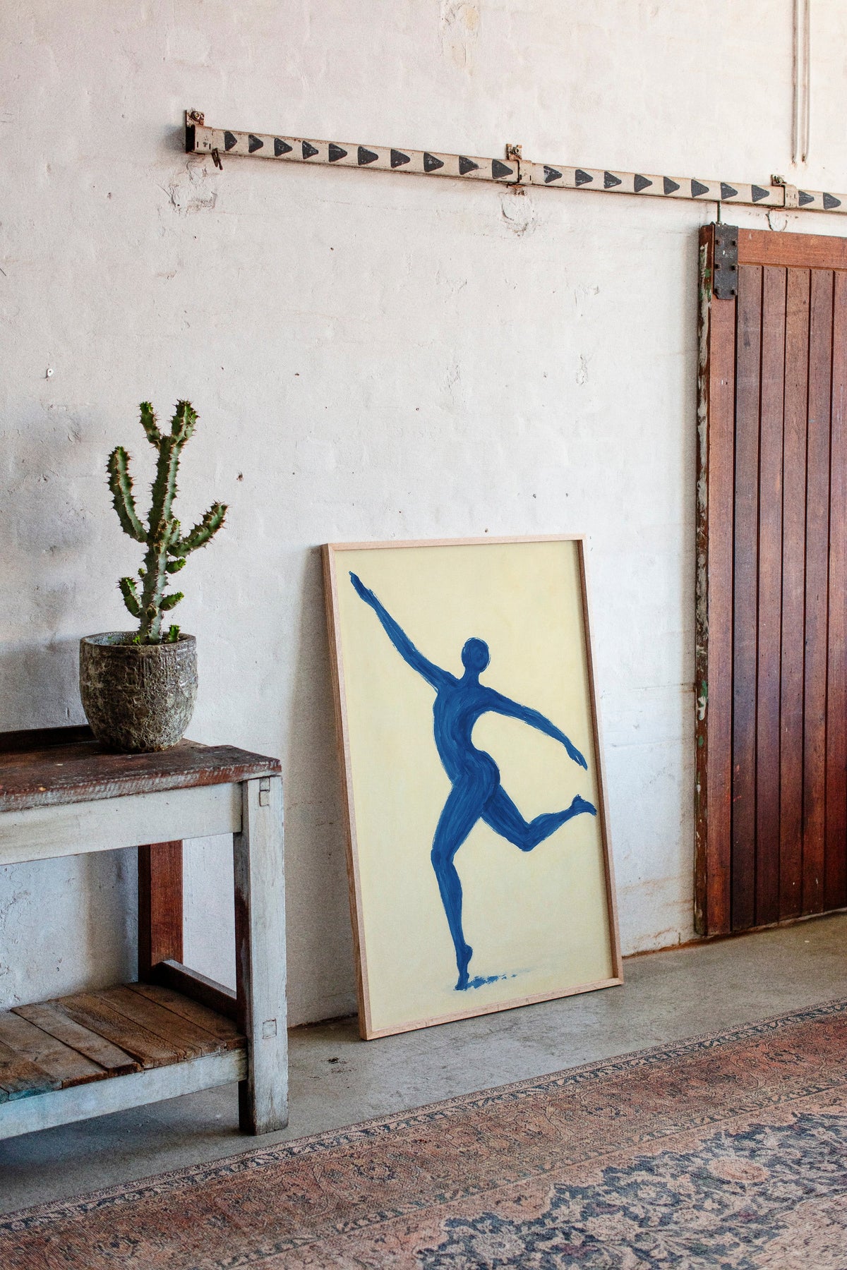 Leaping Figure in Indigo Grace