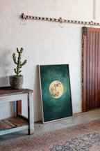 Full Moon Rising in Emerald Sky