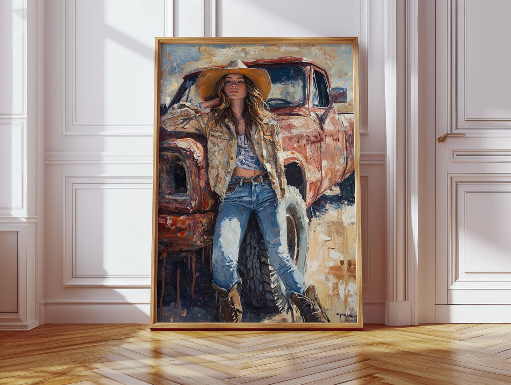 Rebel Cowgirl by the Rusted Pickup
