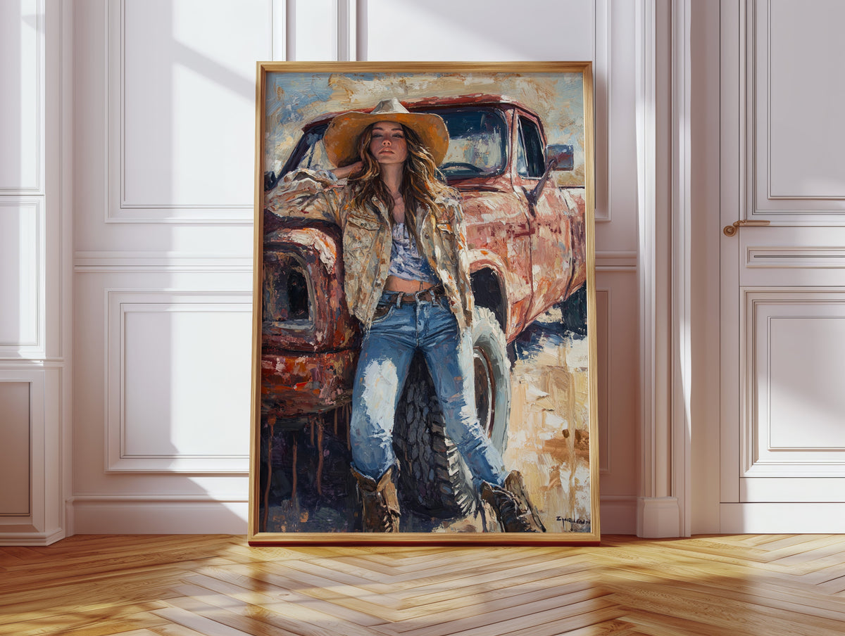 Rebel Cowgirl by the Rusted Pickup