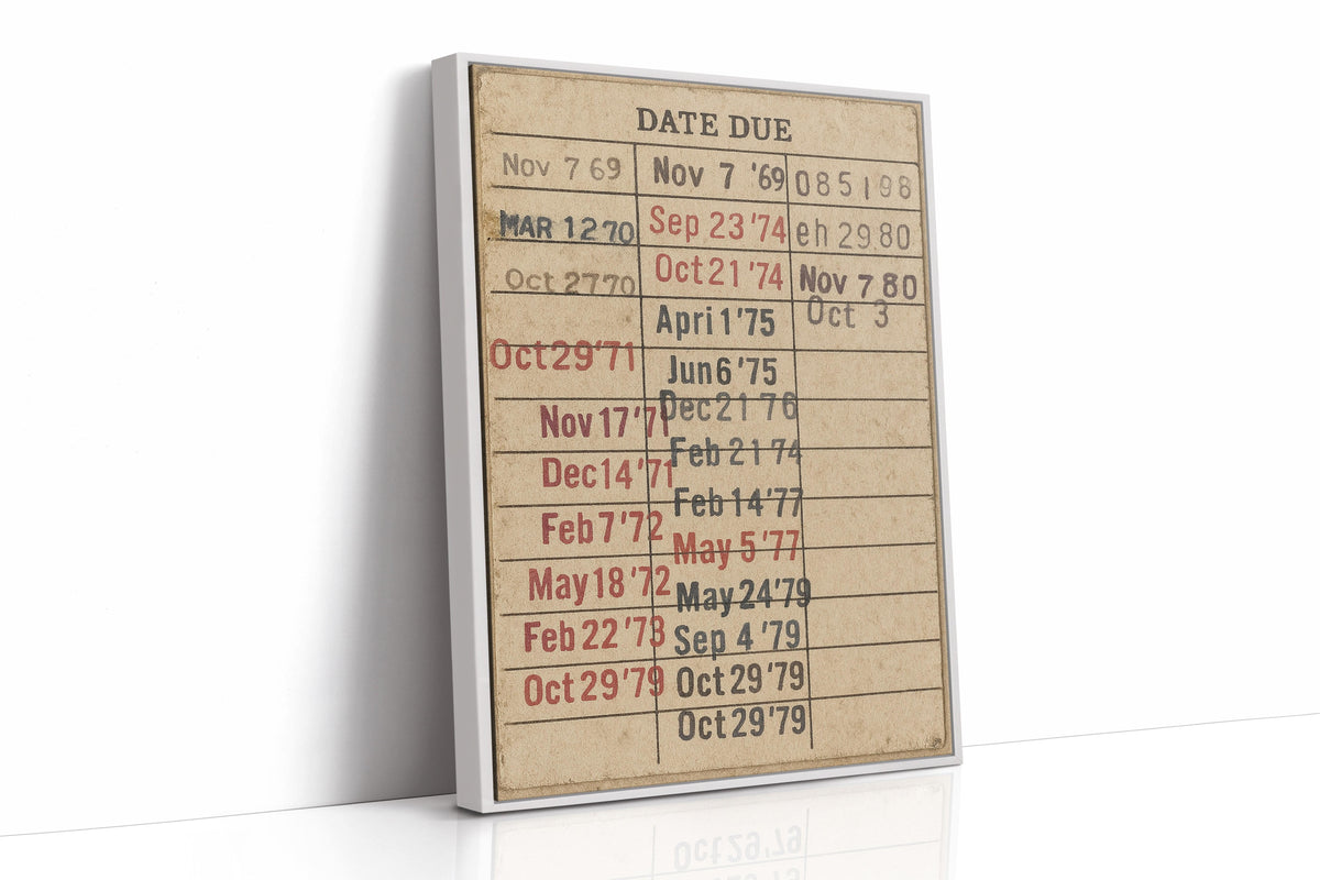 Vintage Library Date Due Card – Retro Paper Texture Wall Art