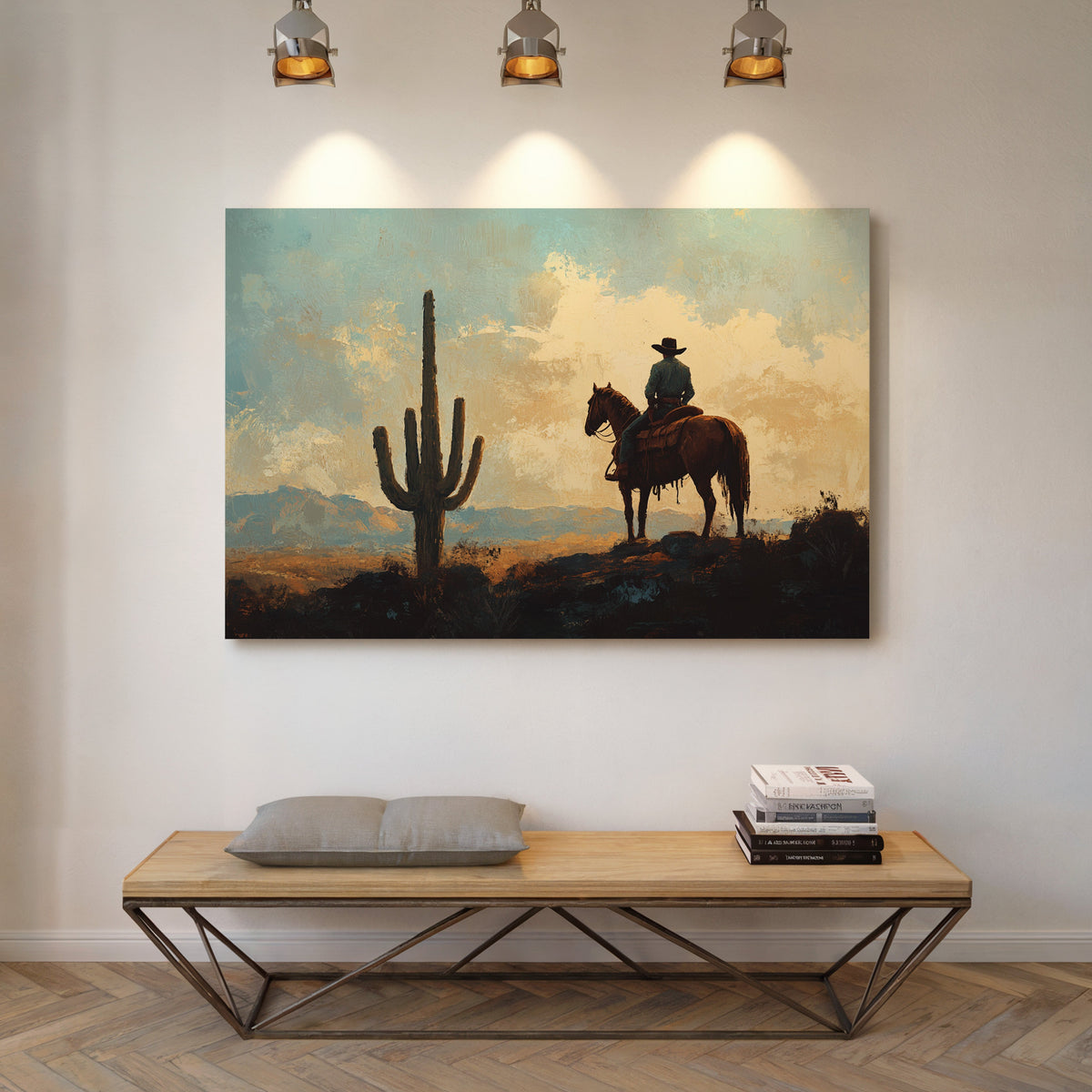 Cowboy Sundown by the Saguaro
