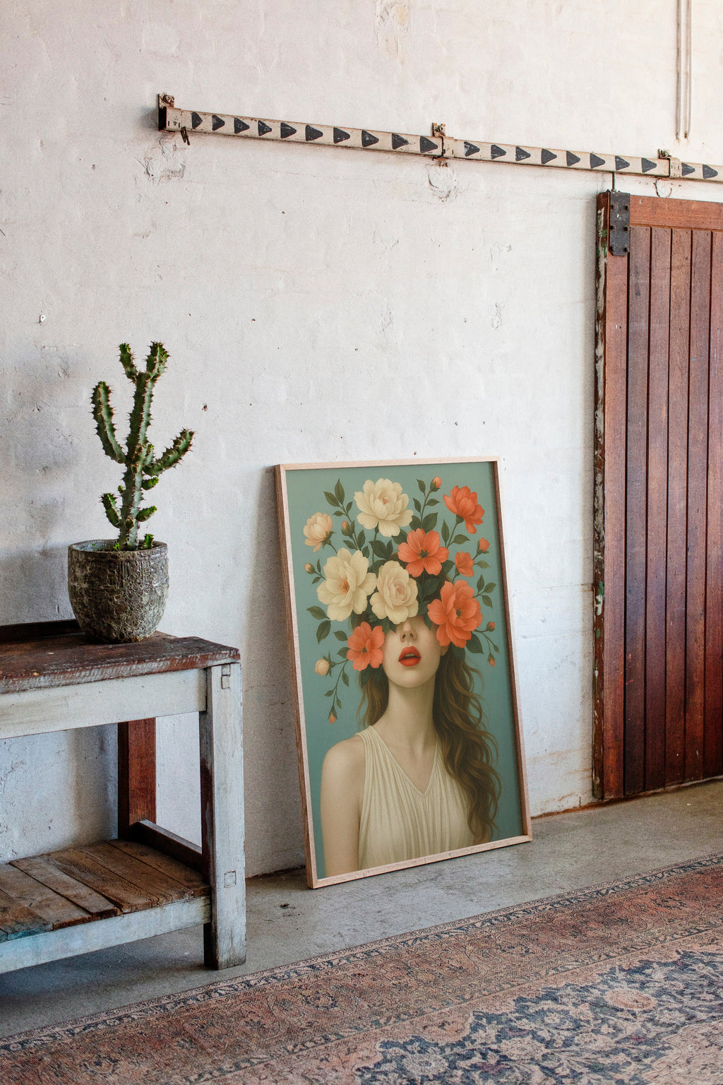 Flourish in Coral and Cream