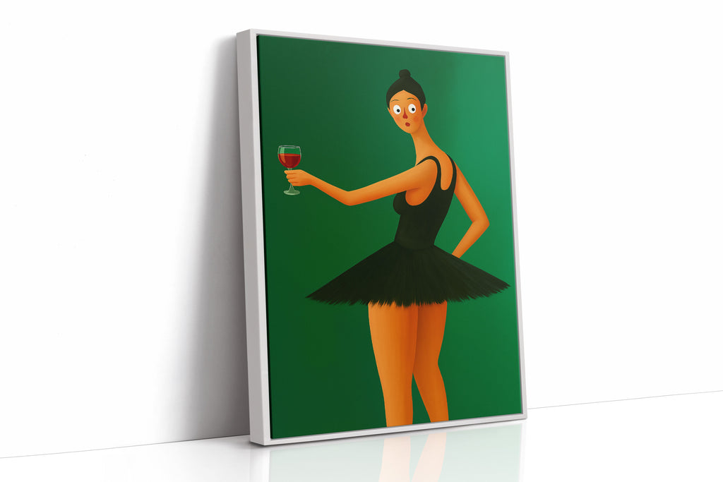 Surprised Ballerina with Wine Glass