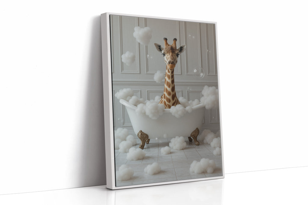 Giraffe in a Bathtub of Bubbles