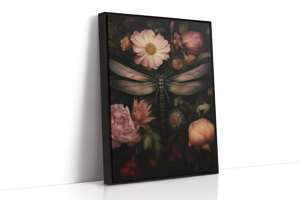 Dragonfly Among Midnight Blossoms