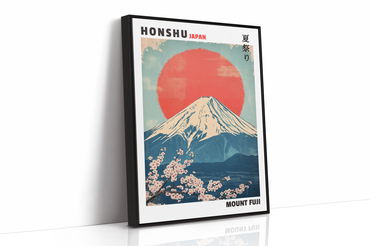 Vintage Mount Fuji – Rising Sun & Cherry Blossoms