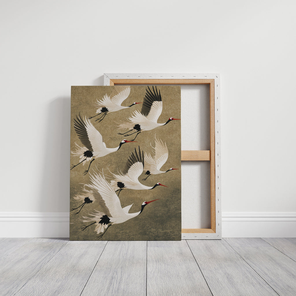 Elegant Japanese Crane Wall Art – Traditional Nature-Inspired Print
