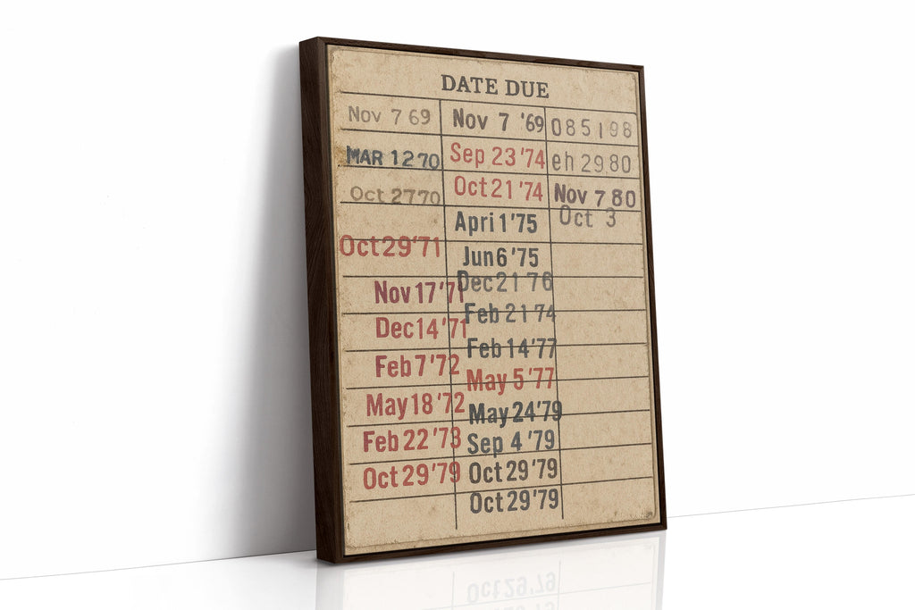 Vintage Library Date Due Card – Retro Paper Texture Wall Art