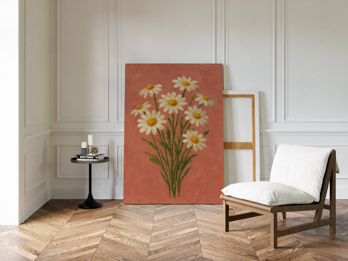 Wild Daisies on Blush Canvas