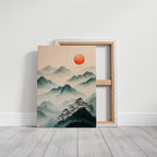 Misty Mountain Sunrise – Tranquil Asian-Inspired Landscape Print